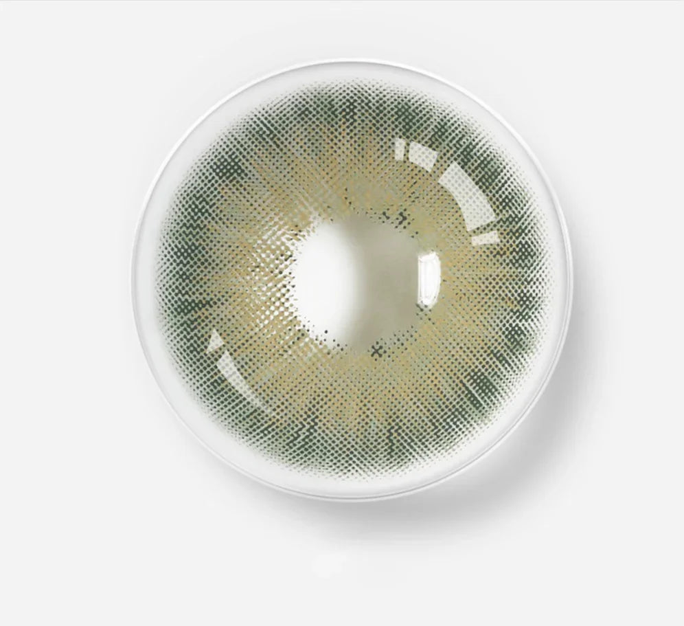 Lentille de couleur verte naturelle, effet réaliste, vue rapprochée sur fond clair.